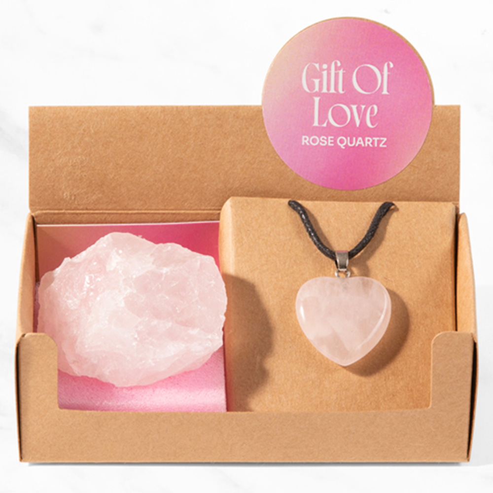 Myga Rose Quartz Stone and Pendant Gift Set Image 3