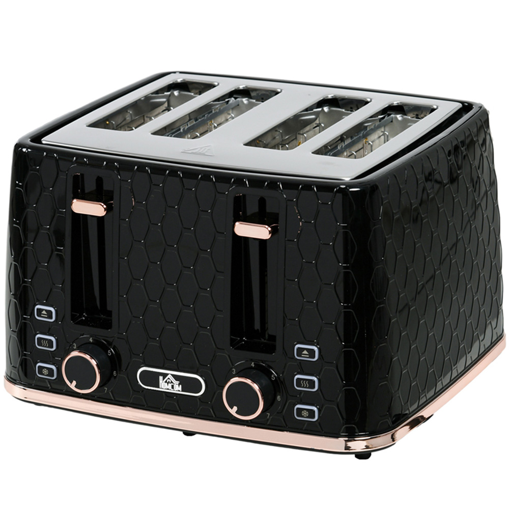 HOMCOM 800-208V70BK Black Honeycomb 4 Slot Toaster 1600W Image 1