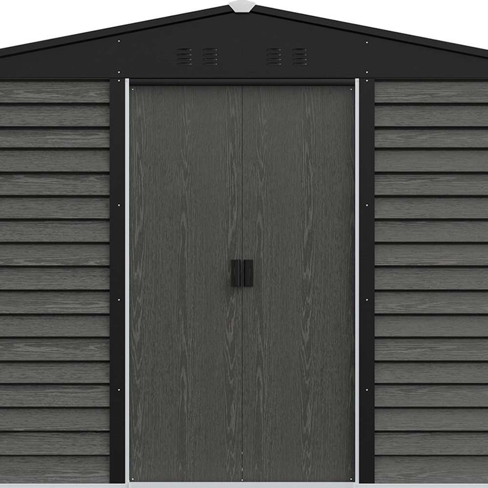 Living and Home 10 x 8ft Grey Wood Grain Apex Garden Storage Shed with Foundation Image 4