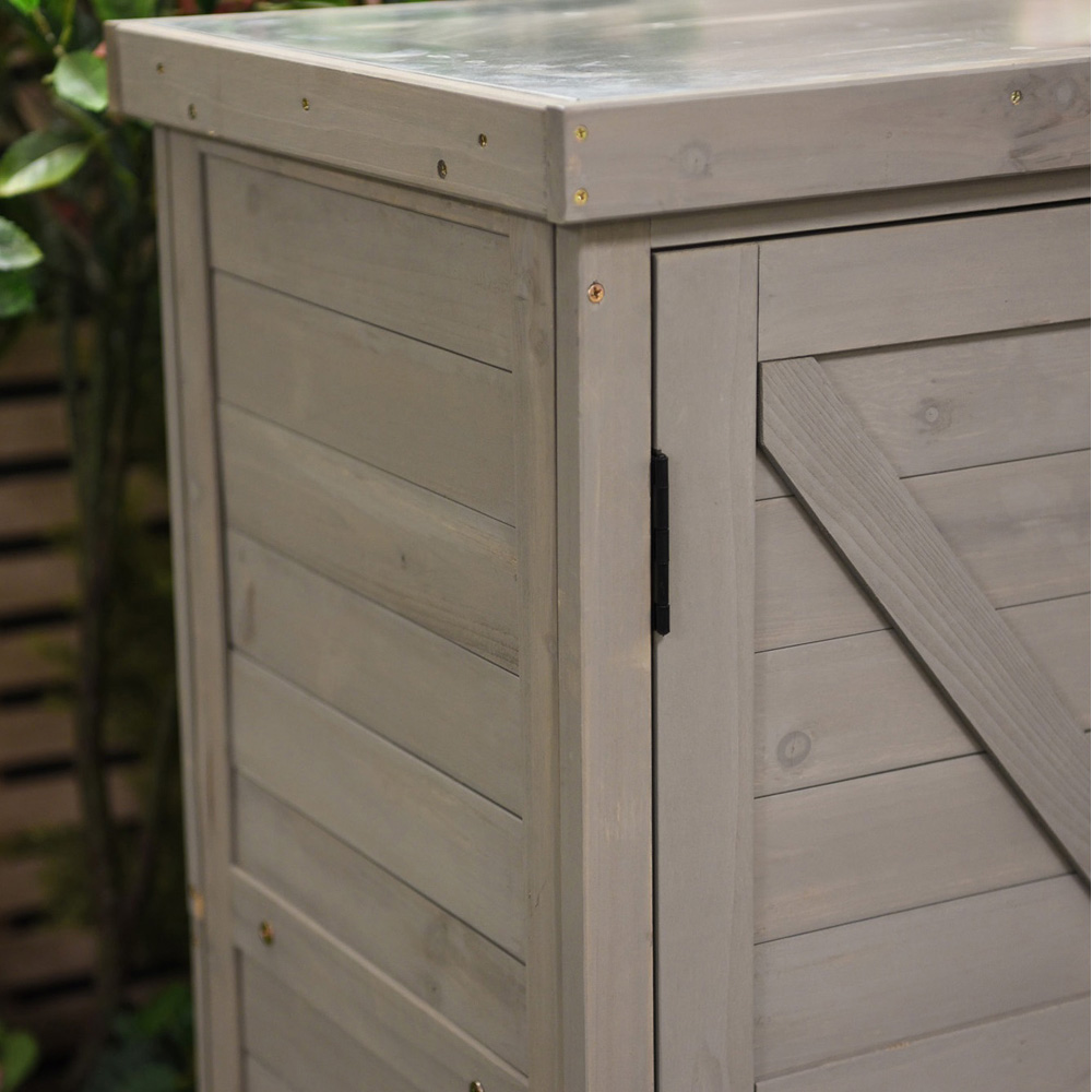 Garden Gear 2 Door Grey Wooden Garden Storage Cabinet Image 5