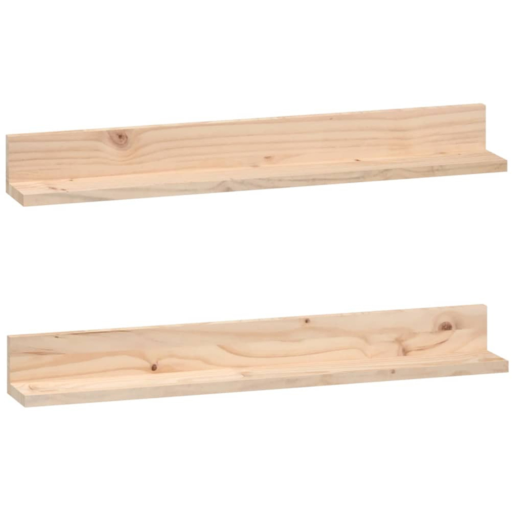 vidaXL 80cm Set of 2 Natural Solid Pine Wood Floating Wall Shelf Image 1