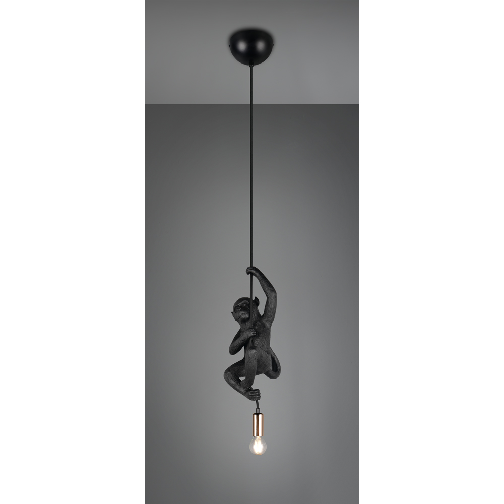 TRIO Fips Black Monkey Ceiling Pendant Light Image 2
