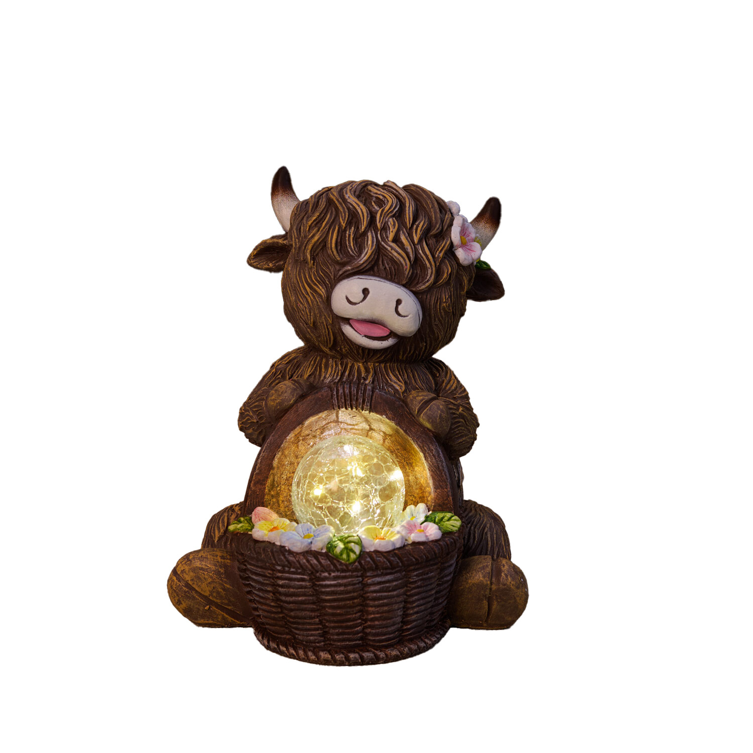 Solar Hattie Highland Cow Decor Brown Image 2