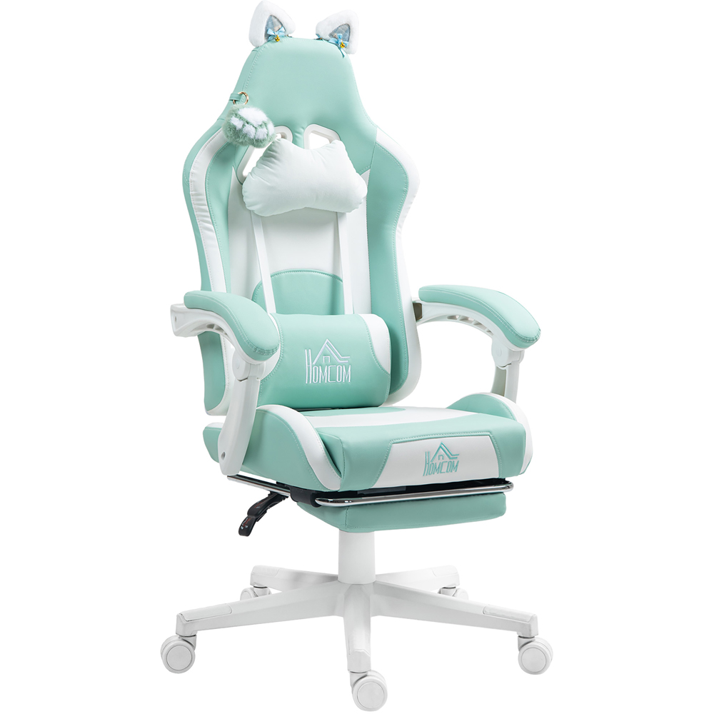 HOMCOM Light Blue Reclining Gaming Chair with Footrest Image 2