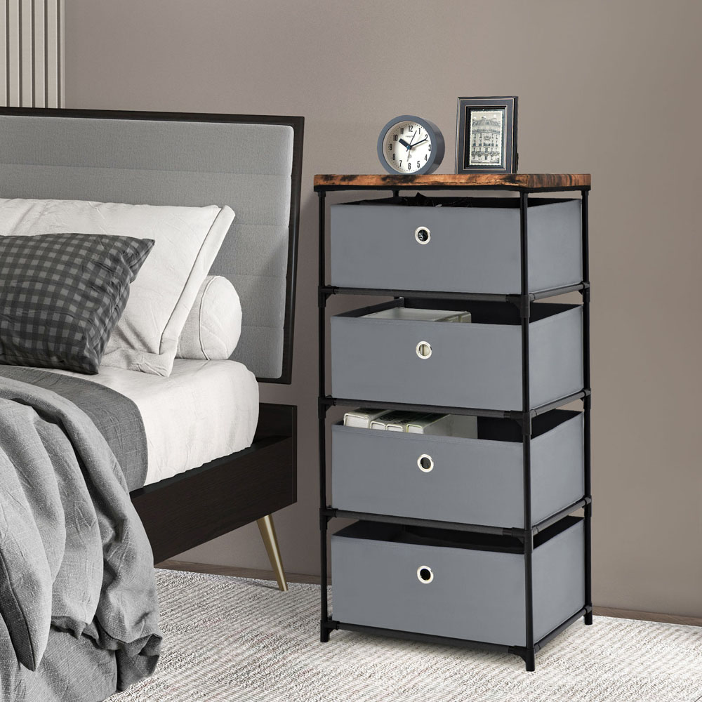 Costway 4 Drawer Grey Fabric Dresser with Metal Frame Image 3