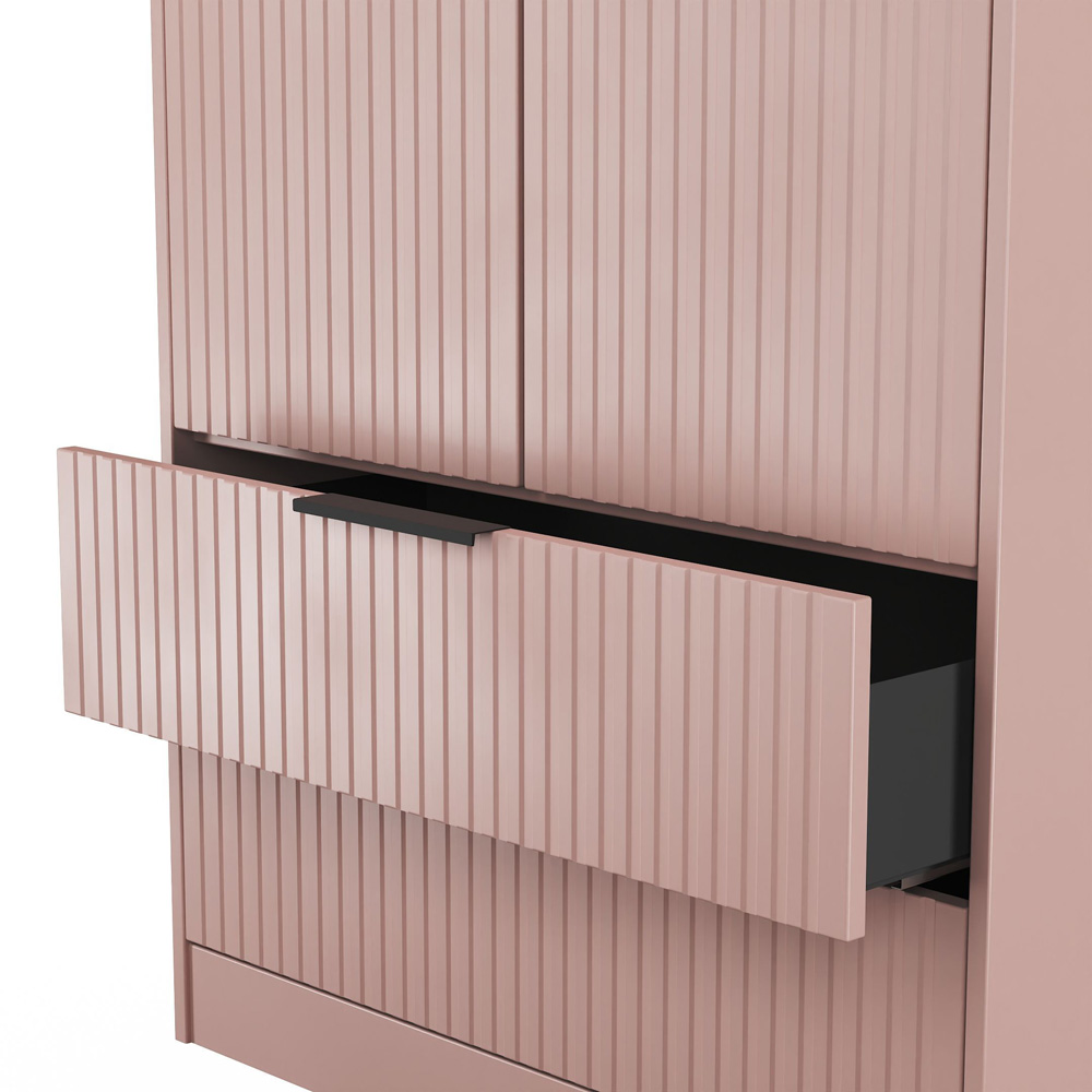 Crowndale Fluted 2 Door 2 Drawer Kobe Pink Tall Wardrobe Ready Assembled Image 7