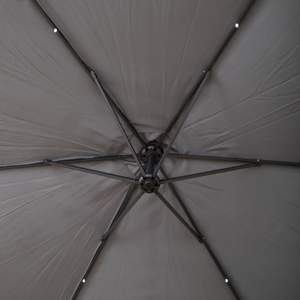 Samuel Alexander Grey Solar Powered Cantilever Garden Parasol with LED Lights 3m Image 8