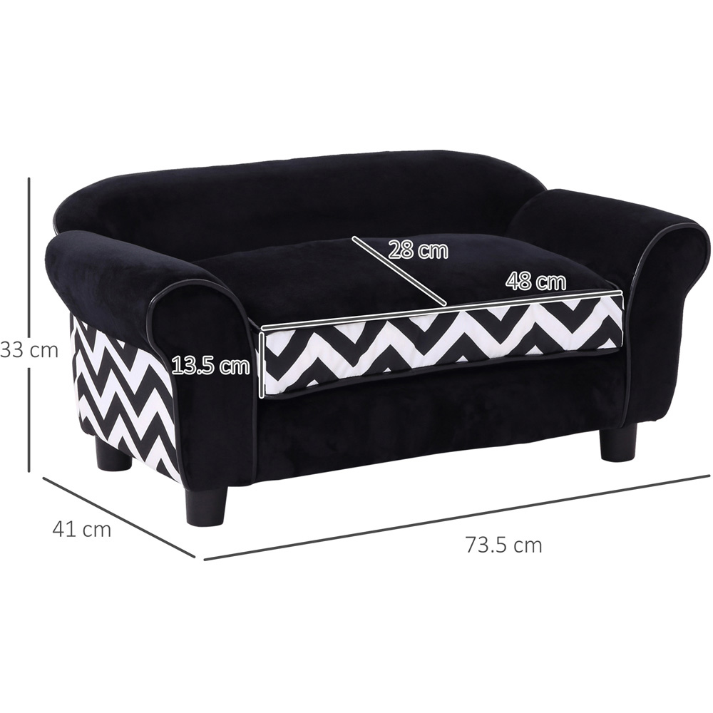 PawHut Black Large Plush Faux Fur Pet Sofa with Removable Cushion Image 8