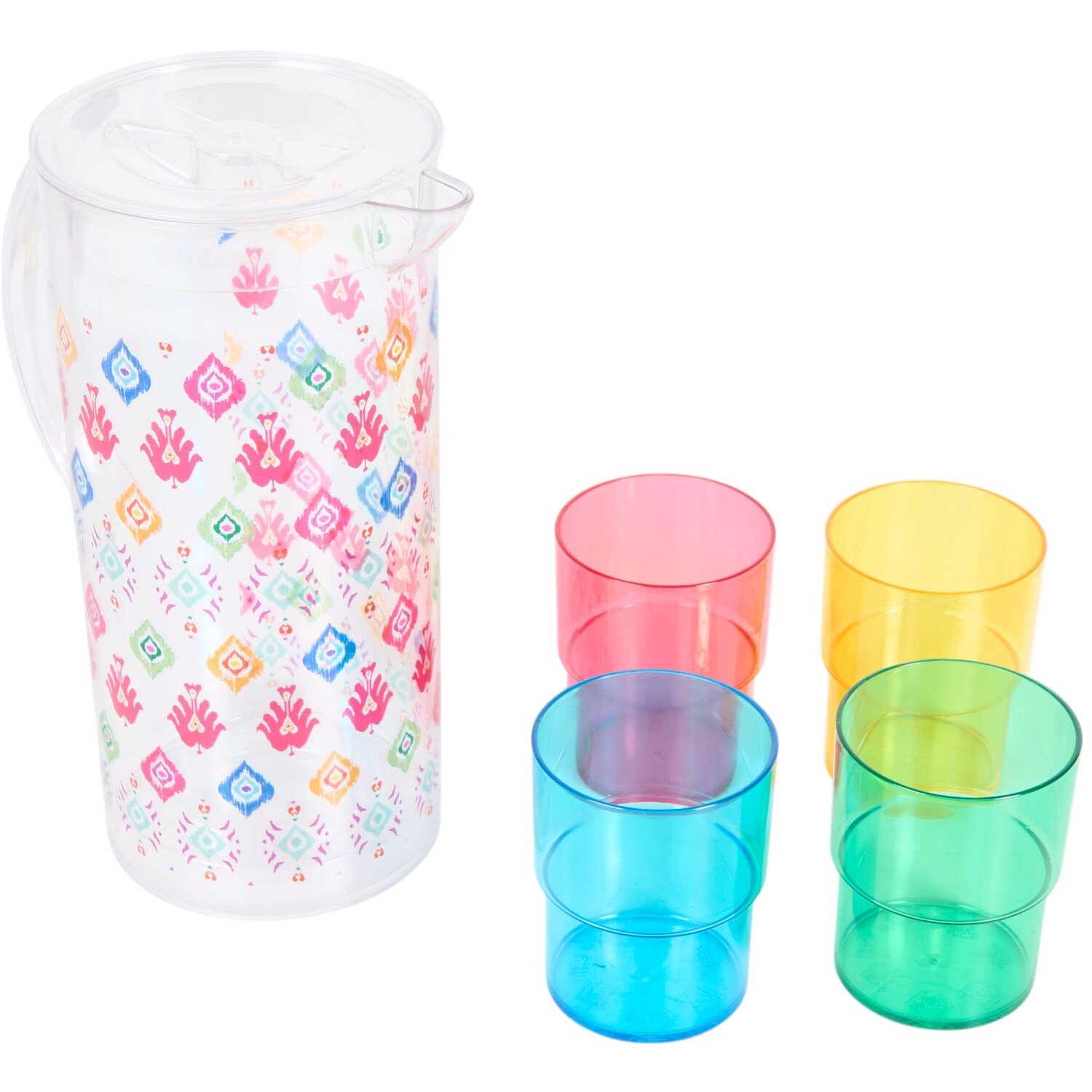 Sahara Brights Jug with 4 Rainbow Color Cups Multicolour Image 1