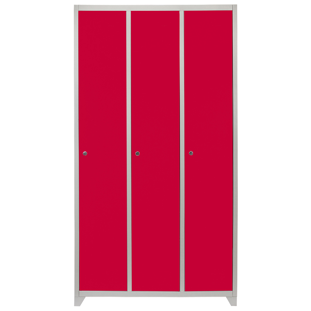 MonsterShop 3 Door Red Wide Metal Storage Locker Image 3