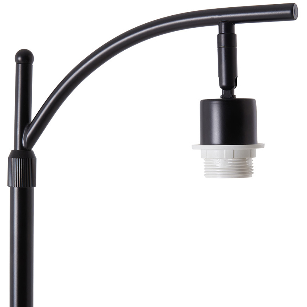 Living and Home Black and Natural Hand-Woven Rattan Floor Lamp with Foot Switch Image 5