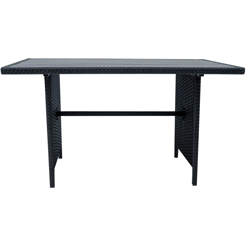 MonsterShop 6 Seater Black Rattan Corner Sofa Set with Composite Table Image 4