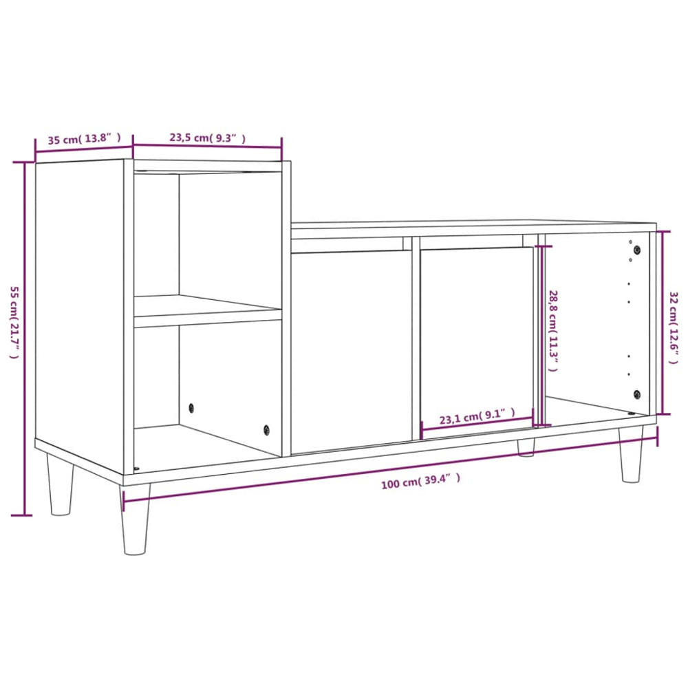vidaXL 2 Door 3 Shelf Smoked Oak TV Cabinet Image 9