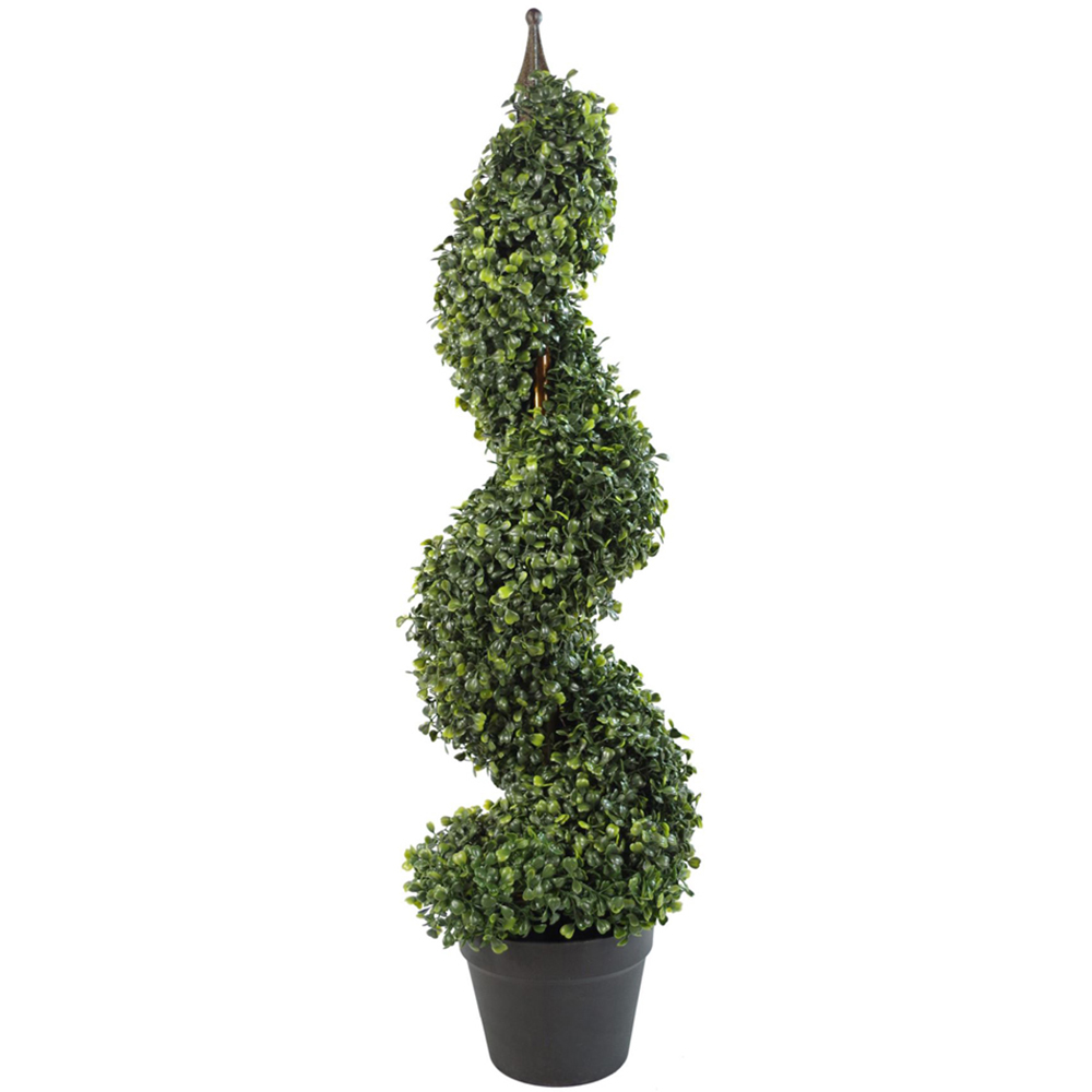 Leaf Boxwood Tower Artificial Tree with Spiral Metal Top 90cm Image 1