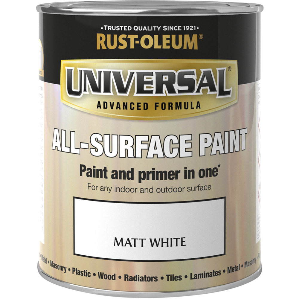 Rust-Oleum Universal All Surface Matt White Paint 250ml Image 2