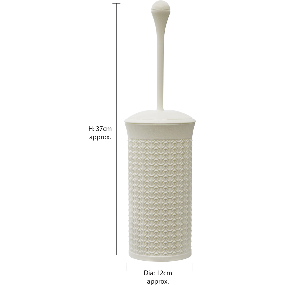 JVL Ivory White Round Plastic Bin and Loop Toilet Brush Set Image 8