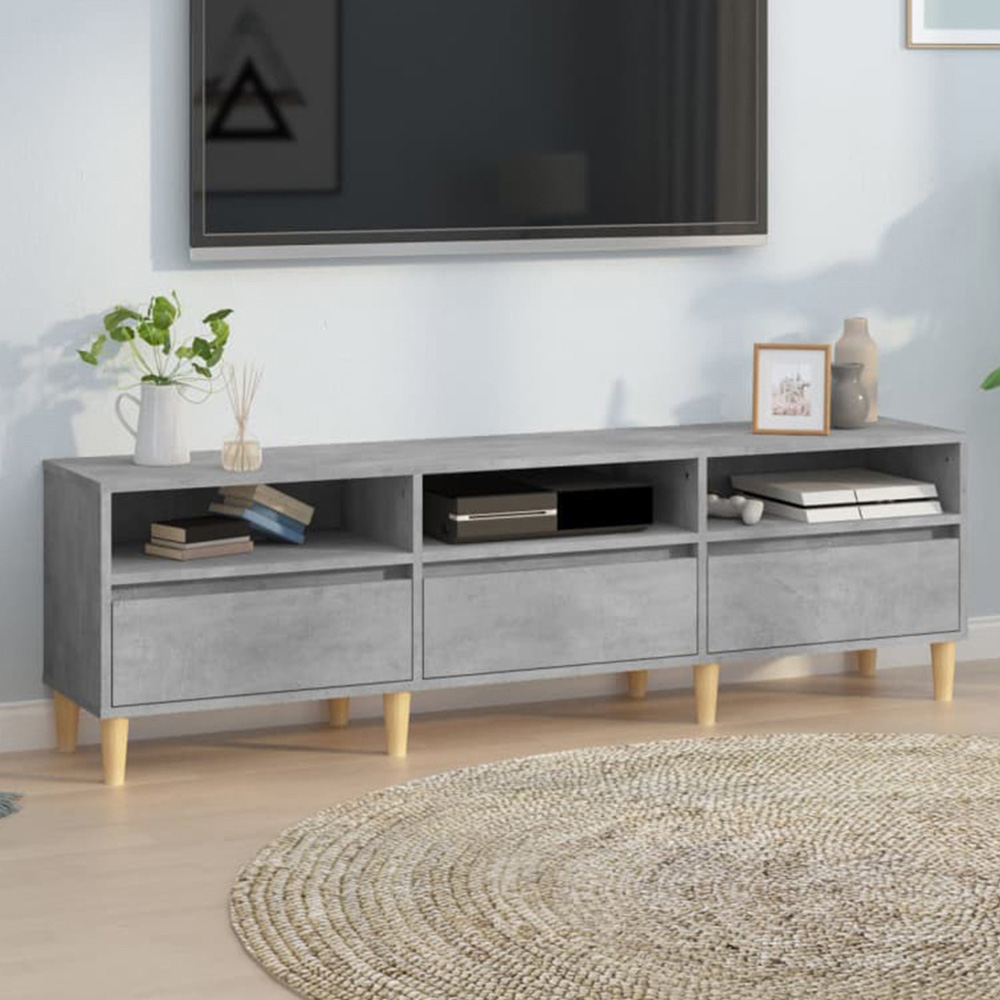 vidaXL 3 Drawer 3 Shelf Concrete Grey TV Cabinet Image 1