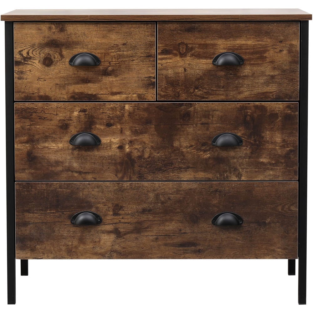 FurnitureHMD 4 Drawer Black and Brown Industrial Wooden Chest of Drawers Image 3