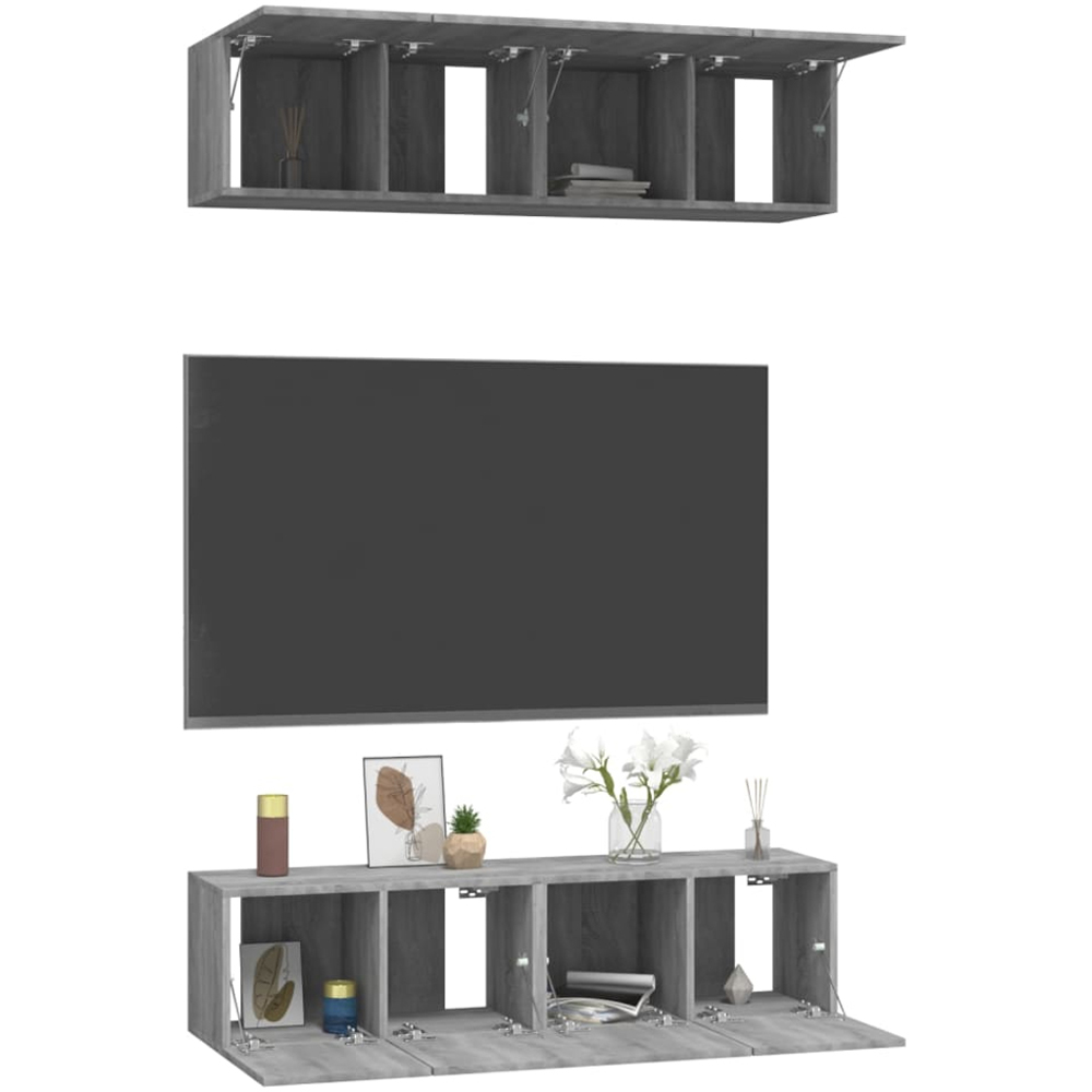 vidaXL 8 Door Grey Sonoma Wall Mounted TV Cabinet Set of 4 Image 3