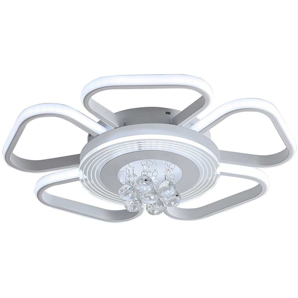 Living and Home White 5 Head 78W LED Petal Crystal Ceiling Light Image 1