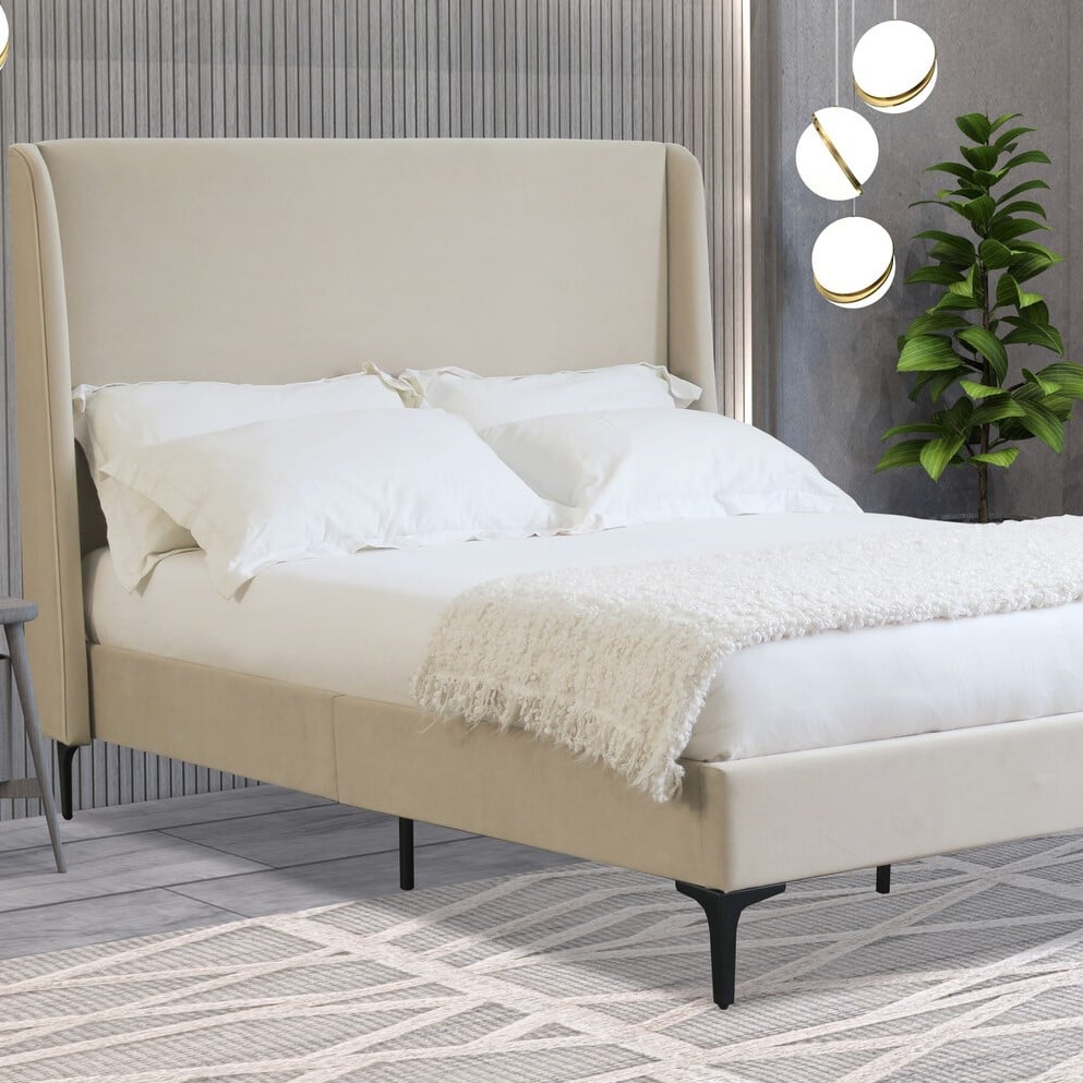 Lauren Double Cream Fabric Wooden Bed Image 2
