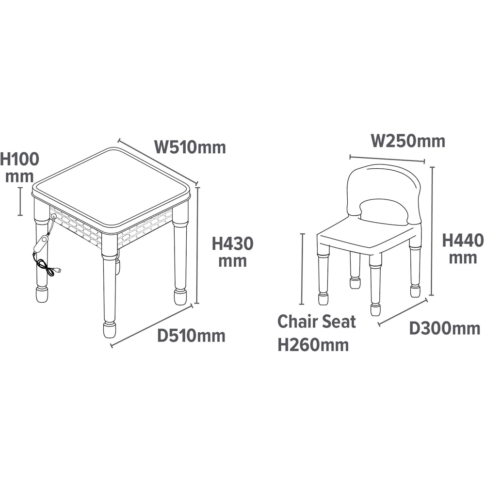 Liberty House Kids 2 Seater Table and Chair Set with LED Image 9