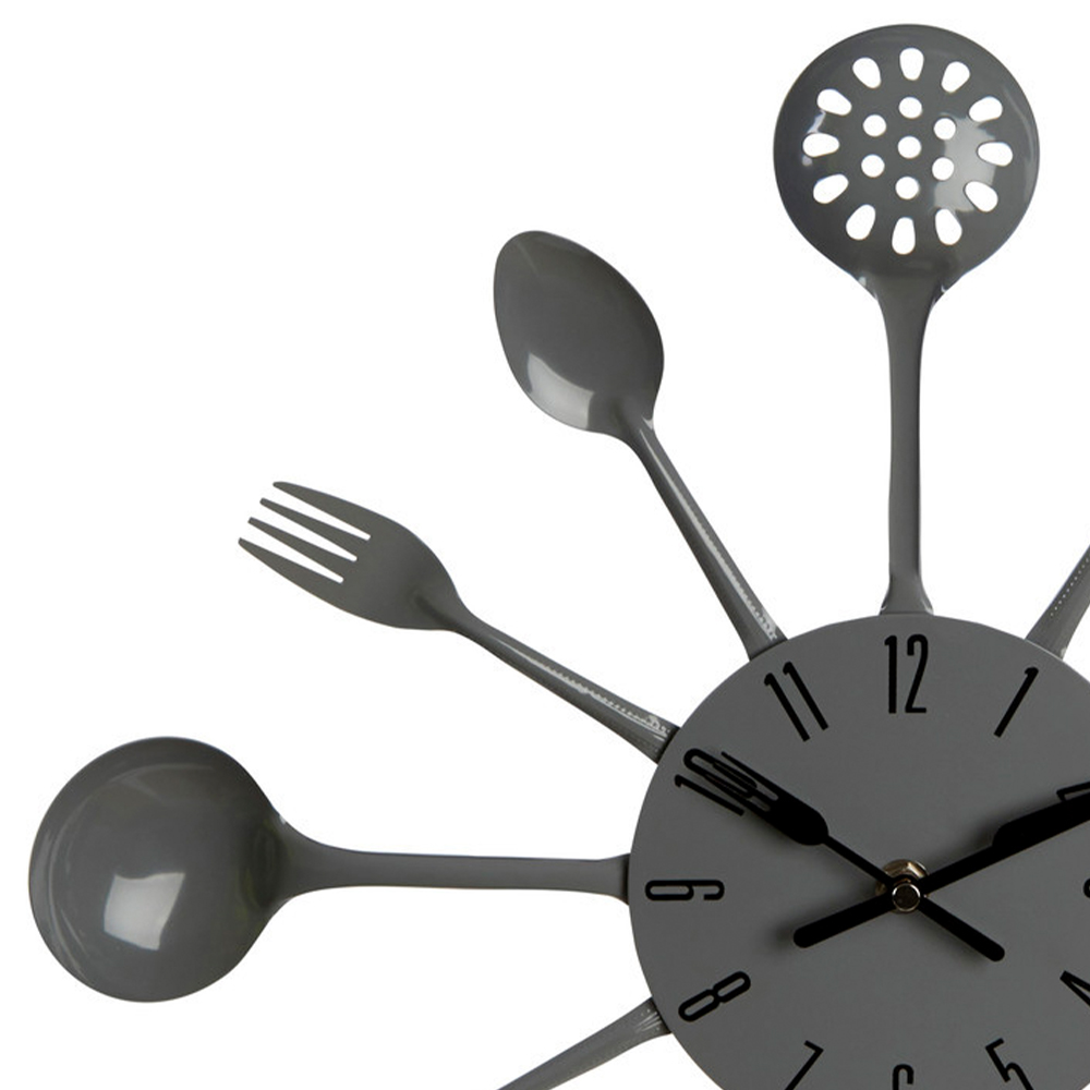 Premier Housewares Grey Cutlery Wall Clock Image 3