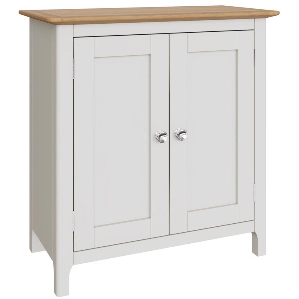 FWStyle Taberno 2 Door White Linen and Oak Compact Sideboard Image 2