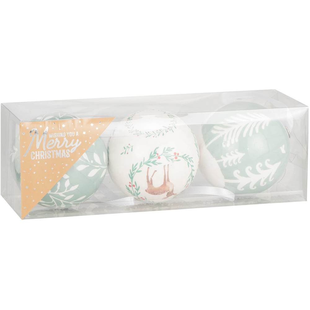 Set of 3 Christmas Decoupage Baubles Image 1