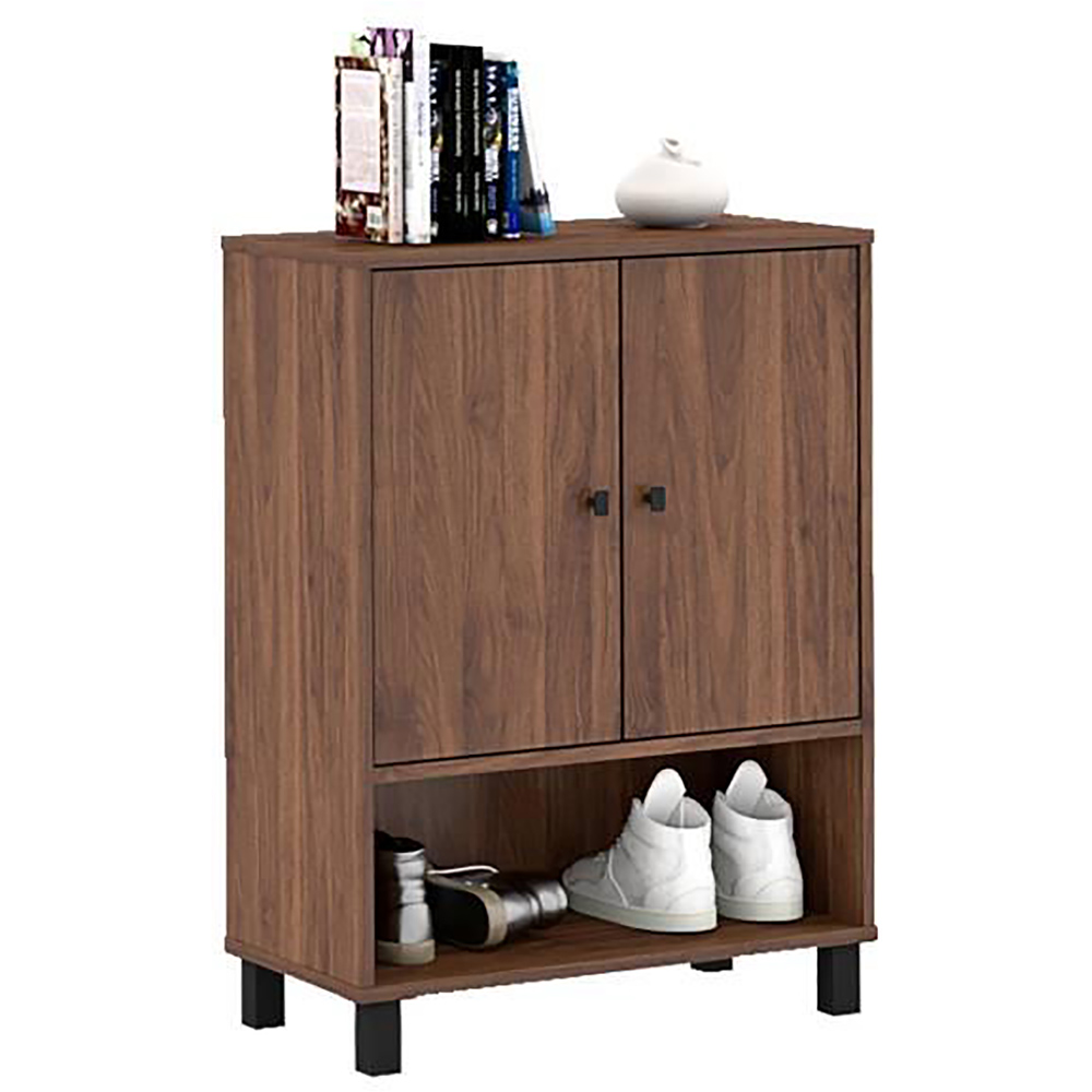 Kidsaw 2 Door Single Shelf Walnut-Effect Shoe Cabinet Image 2