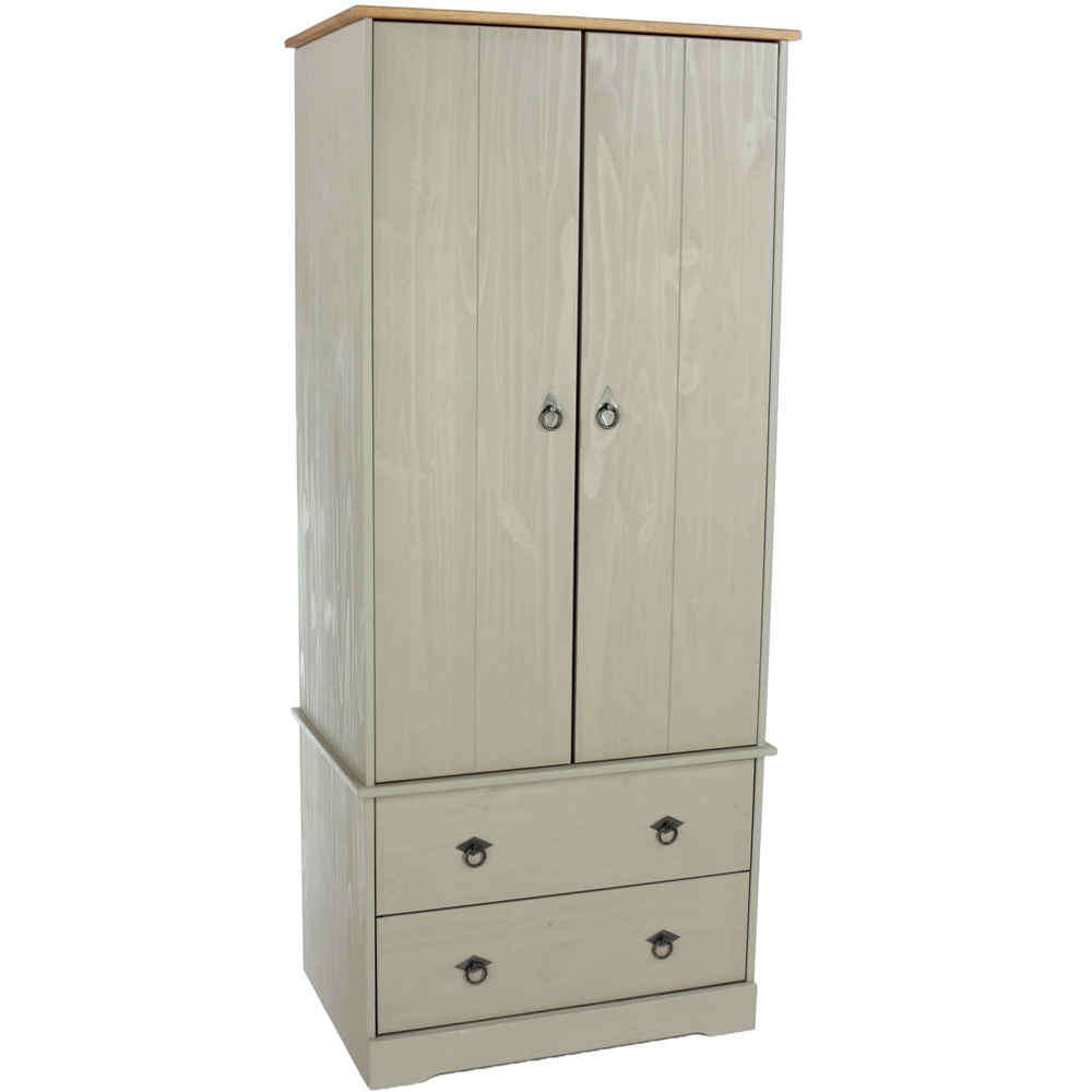Core Products Corona Classic 2 Door 2 Drawer Grey Pine Wood Wardrobe Image 2