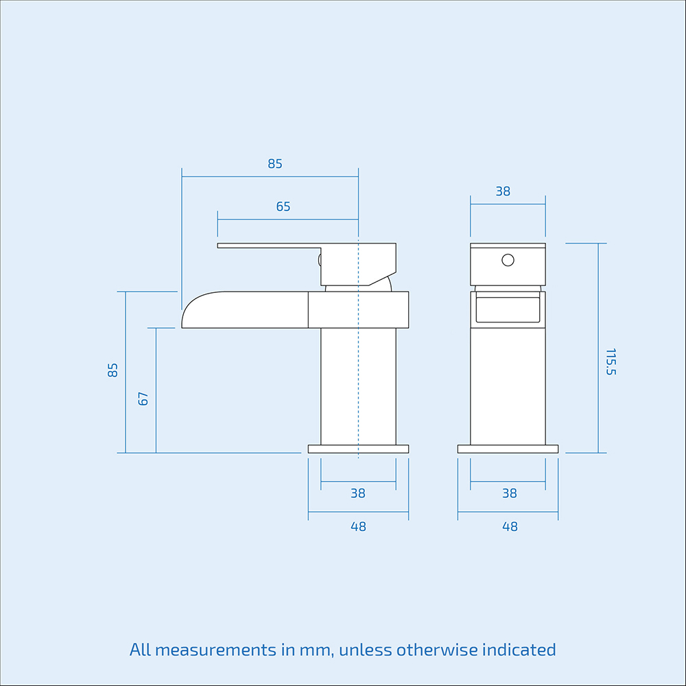 Nes Home Waterfall Chrome Cloakroom Basin Mono Mixer Tap with Waste Image 3