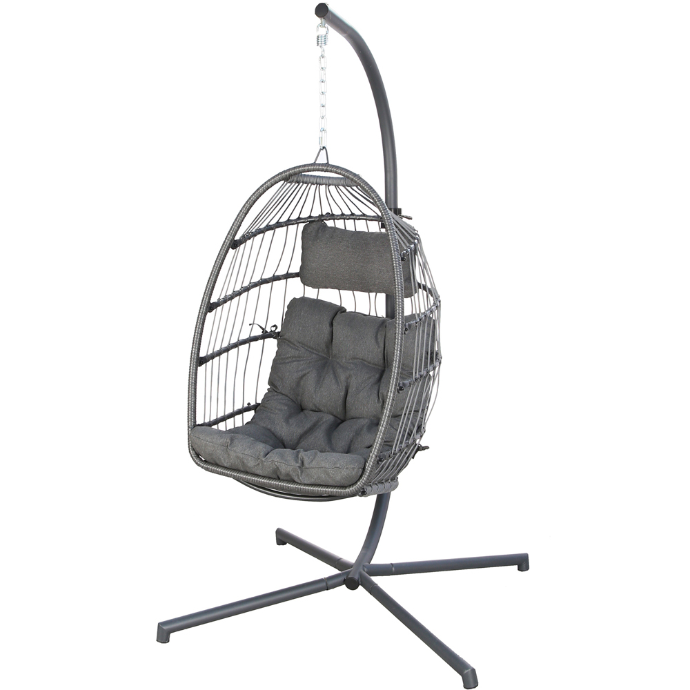 Home Garden Direct Chara Grey Rattan Hanging Chair Image 2