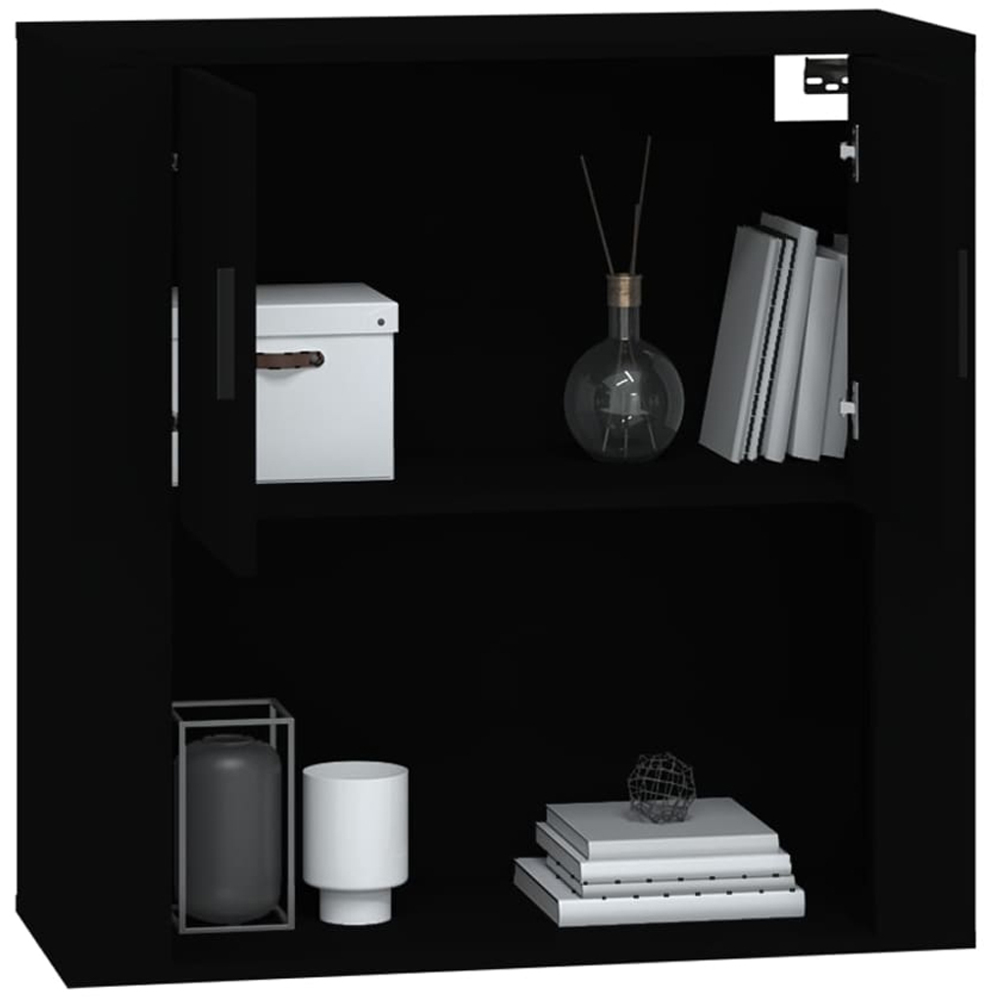 vidaXL 2 Door Single Open Shelf Black Wall Mounted Cabinet Image 3