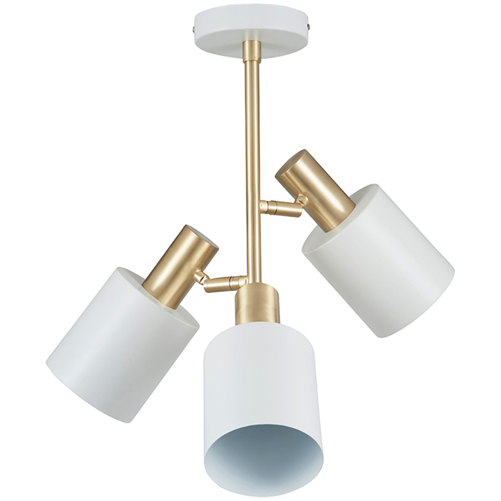 Pacific Lifestyle Biba 3 Light White and Brass Electrified Pendant Light Image 1