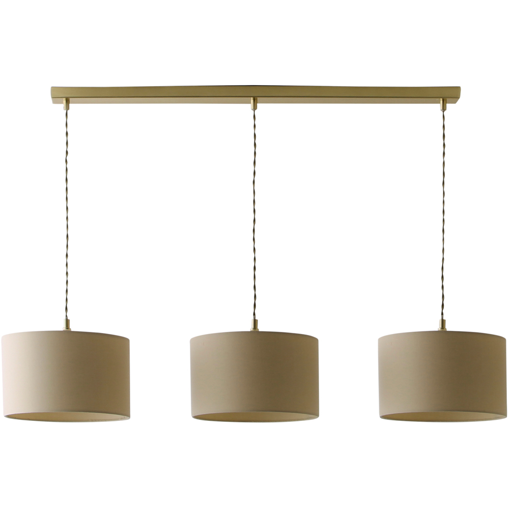 ValueLights Reni Cream Drum Shade 3 Drop Bar Gold Diner LED Ceiling Pendant Light Image 1