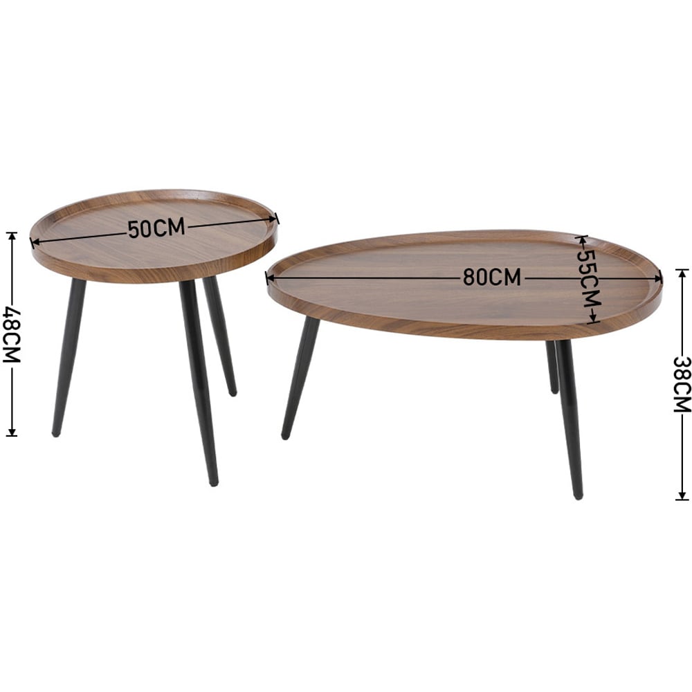 Living and Home Brown Wood Grain Nesting Tables Set of 2 Image 8