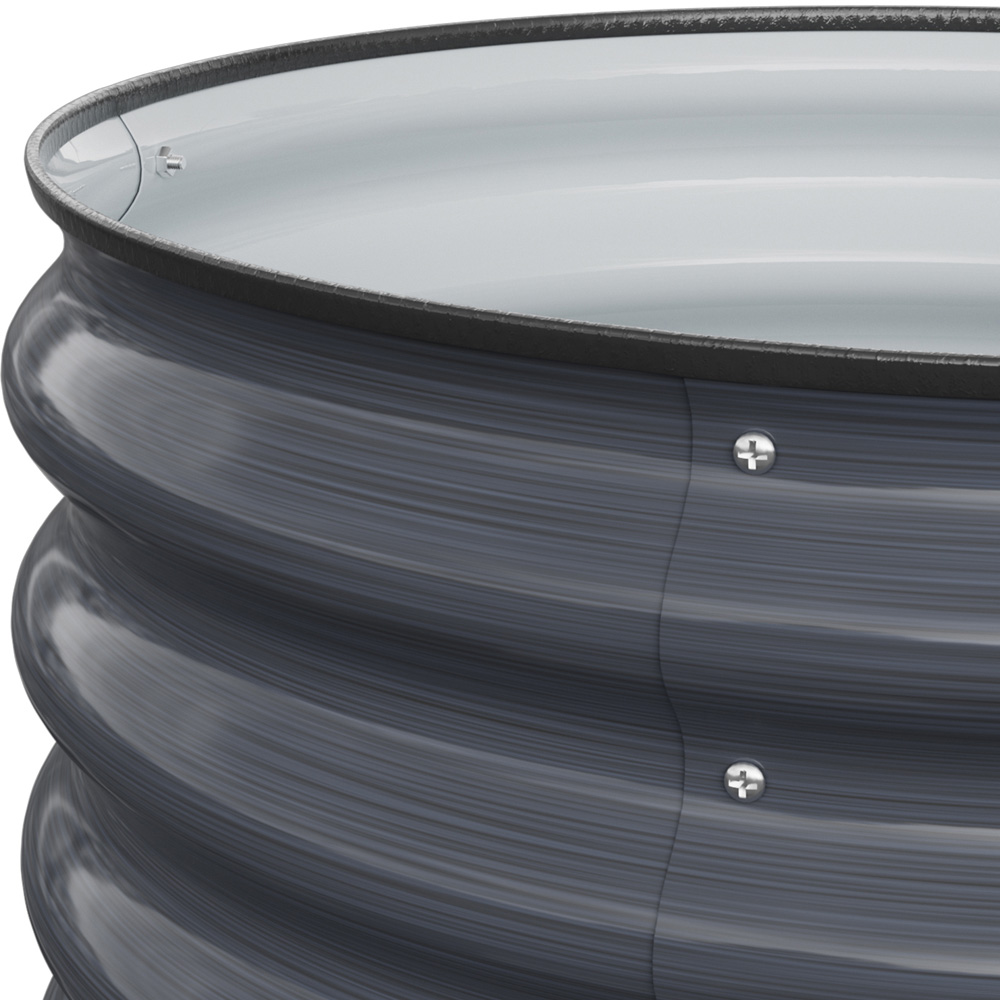 Living and Home Grey Round Metal Raised Garden Bed with Open Bottom 60 x 30cm Image 7