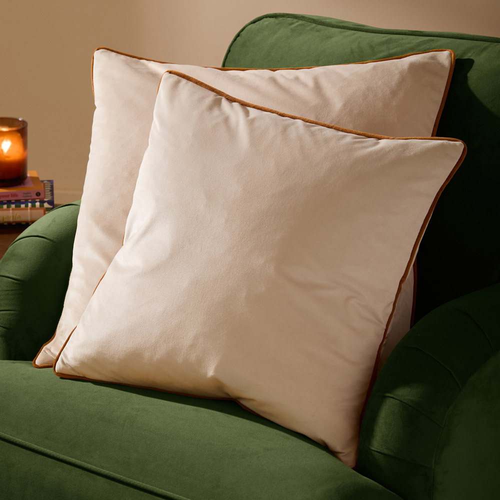 Furn Meridian Ecru and Ginger Velvet Cushion 45 x 45cm Image 5
