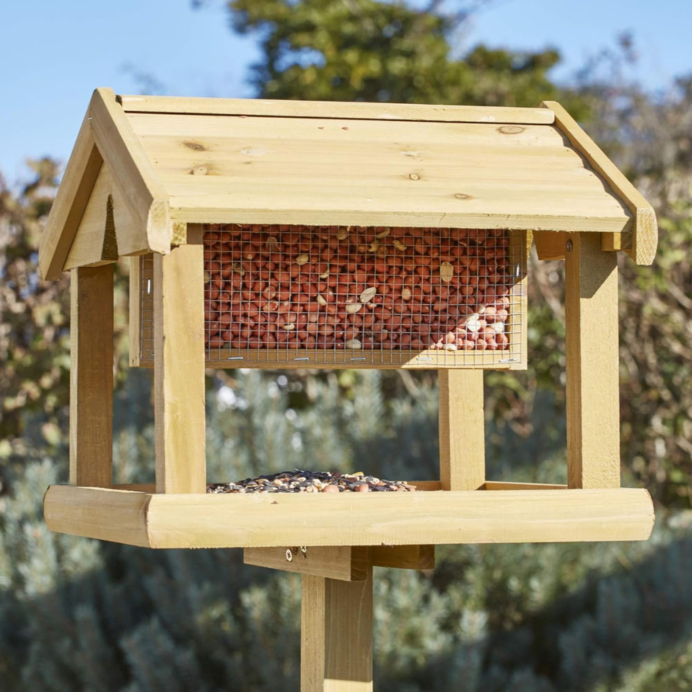 Happy Beaks Premium Wooden Bird Table with Built-In Feeder Image 7