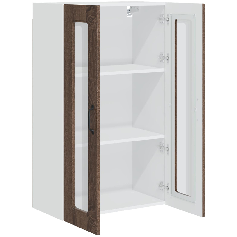 vidaXL 2 Glass Door Brown Oak Kitchen Wall Cabinet Image 5