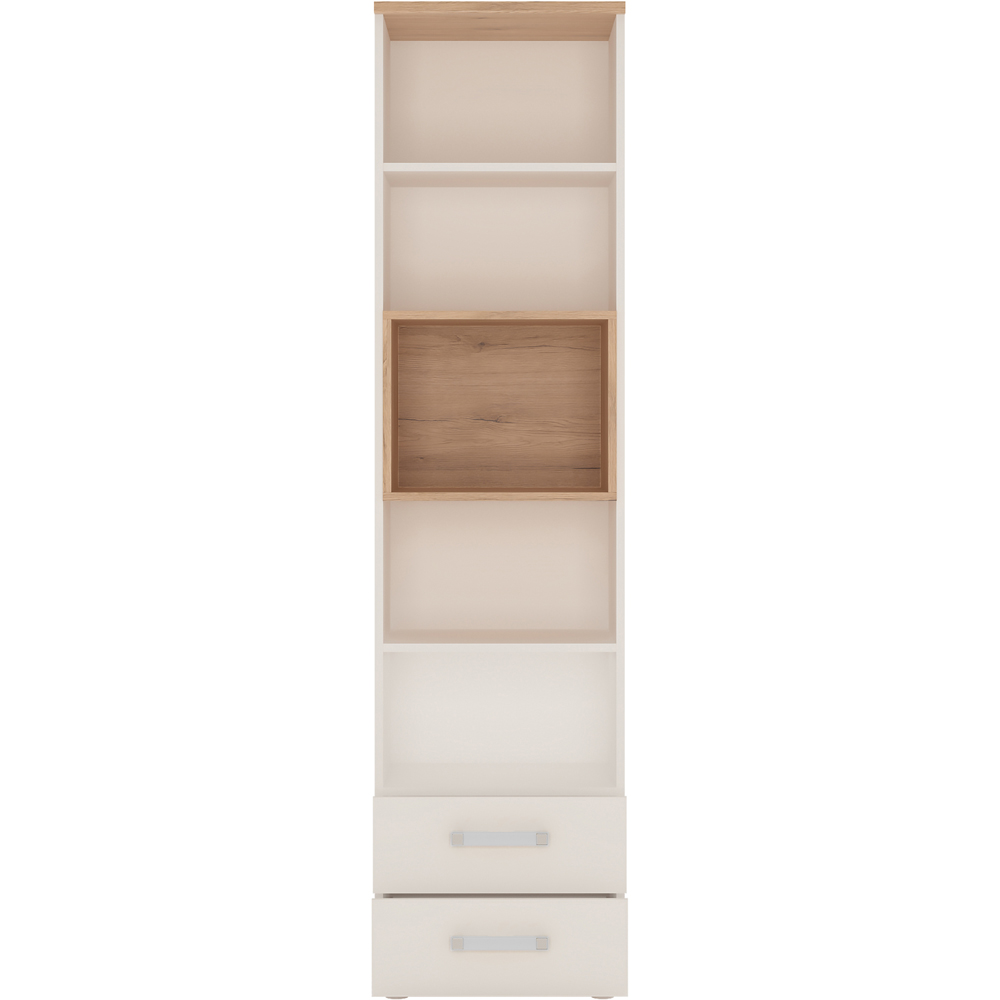 Florence 4KIDS 2 Drawer 5 Shelf Oak and White Tall Bookcase with Opalino Handles Image 3