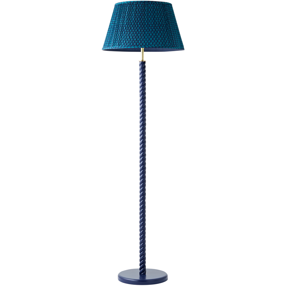 ValueLights Amara Teal Pleated Tapered Shade Navy Twist Floor Lamp with Bulb Image 1
