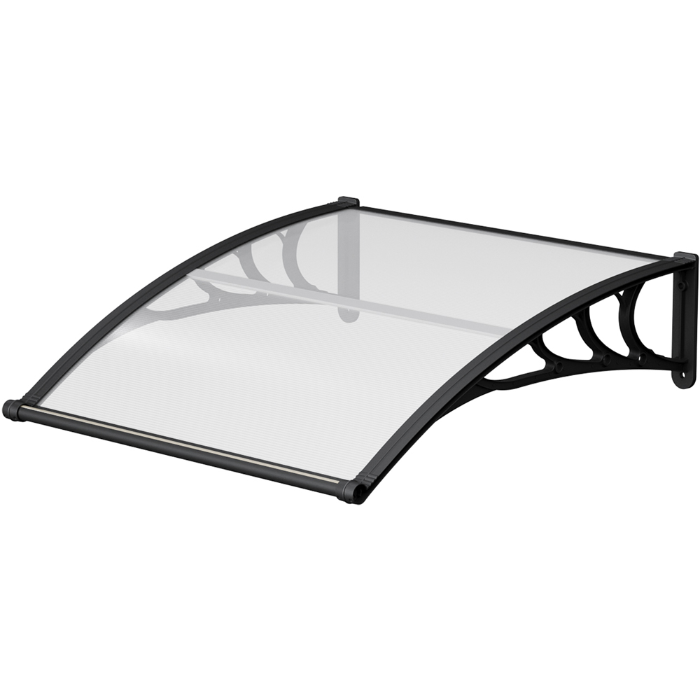 Living and Home Black Door and Window Outdoor Awning with Water Channel 1 x 1m Image 2
