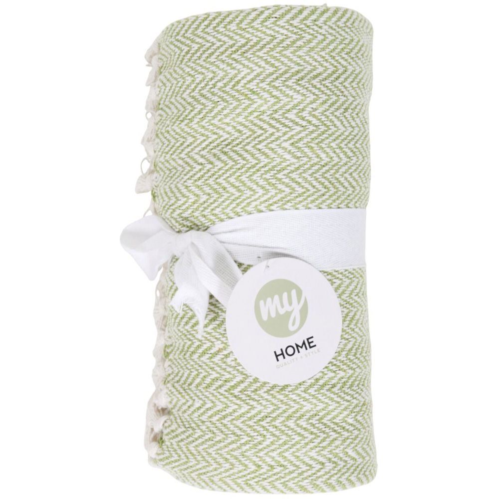 Chevron Woven Throw Green Image 2