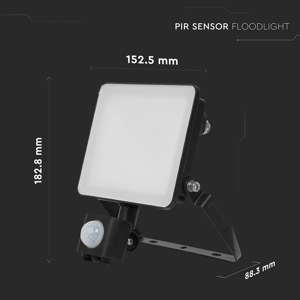 V-TAC 10W 1200 Lumens Daylight White LED Floodlight with PIR Sensor Image 9