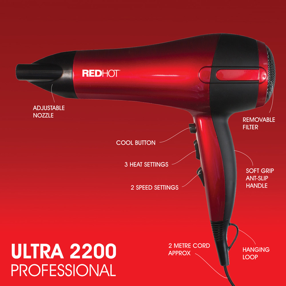 Red Hot Red Professional Hair Dryer Image 6