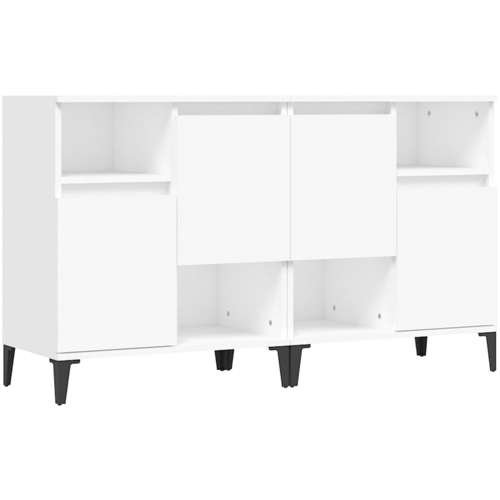 vidaXL 2 Door 2 Shelf White Sideboard Set of 2 Image 2