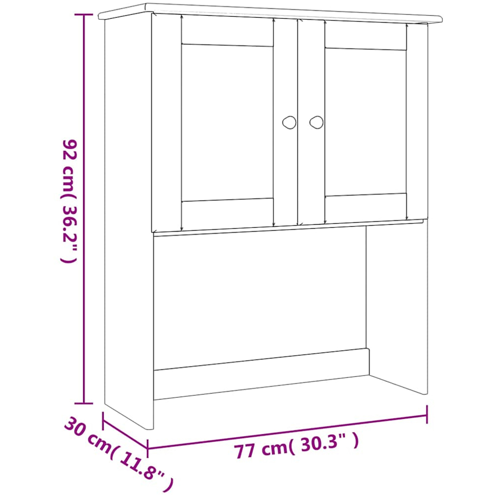 vidaXL Alta 2 Door White Solid Wood Pine Dresser Top Storage Unit Image 9