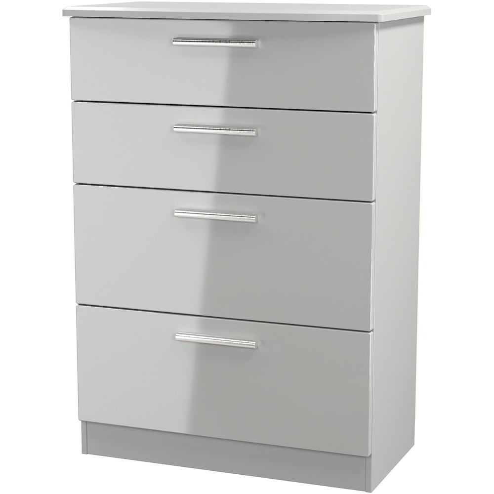 Crowndale Knightsbridge 4 Drawer Grey Gloss and Dusk Grey Deep Chest of Drawers Ready Assembled Image 3